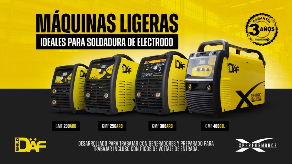 MÁQUINAS DE SOLDAR DE WELD DAF; ARCO; MMA; PROCESO LIFT TIG